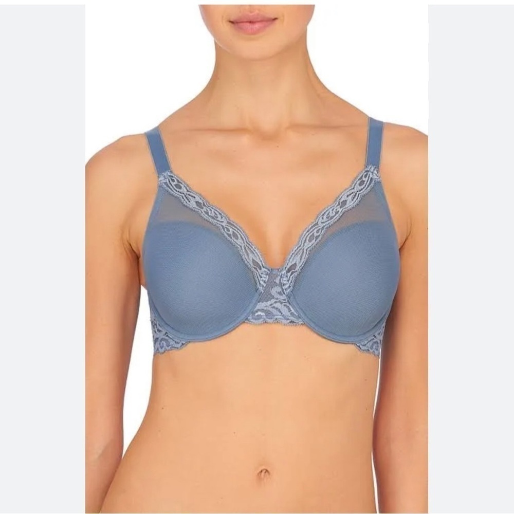 NATORI FEATHERS FULL FIGURE CONTOUR BRA WINDY BLUE 32DD NEW NO TAG